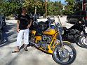 Angie next to a YELLOW Harley - can you believe the make YELLOW motorcylces